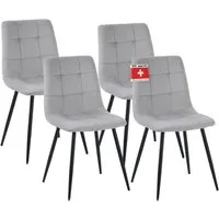 Albatros International Esszimmerstuhl Esszimmer Stühle 4 er Set BORA, Stuhl Stühle Esszimmerstühle, Küche (4er Set, Grau, Samt Bezug), Küchenstuhl Küchenstühle Essstühle für den Esstisch Ess Stühle
