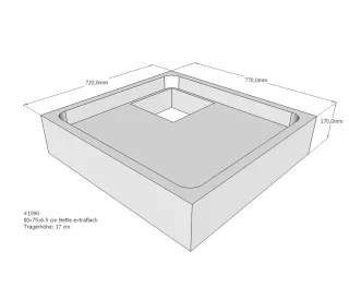 Neuesbad Wannenträger für Bette extraflach 80x75x6,5 SD21154