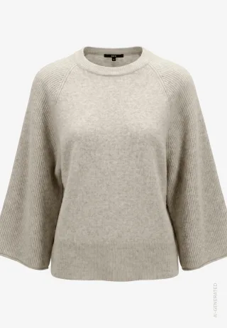 zero - Damen Strickpullover mit Fledermausärmeln Light Beige Melange - Gr. - L