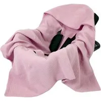 BabyLux Babyschale Einschlagdecke mit Kapuze 90x90 cm Musselin Baumwolle für Autositz, Rosa_90x90