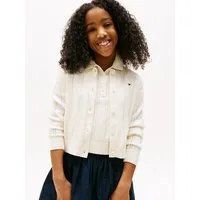 Tommy Hilfiger Strickjacke POINTELLE CARDIGAN LS für Kinder bis 16 Jahre, mit süßem Muster
