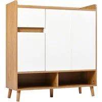 Merax Schuhschrank mit 1 Schublade, 2 Türen und Stauraum (1-St., Schuhschrank) Kommode mit verstellbaren Einlegeböden und Massivholzbeinen, B: 90cm