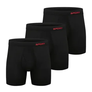 3pcs Men's Black Boxer Briefs Breathable Comfy Boxer Trunks, Elastic Sports Shorts, Men's Casual Underwear For Daily Wea