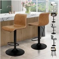 LuxusKollektion Barhocker Barhocker 2er Set Höhenverstellbar Drehhocker Remy Braun Remy Serie