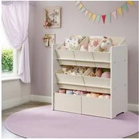 SONGMICS Spielzeugtruhe Kinderregal Bücherregal Kinder, mit 7 Aufbewahrungsboxen aus Vliesstoff, mit Kippschutz