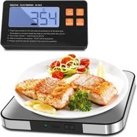 BlingBin Küchenwaage Digital 1g/15kg, mit geteiltem Messbereich & separatem LCD-Display, (Lebensmittelwaage, 1-tlg., 1tlg), 7 Maßeinheiten,Tara- & Zählfunktion,batteriebetrieben,Edelstahl-Design