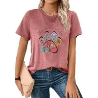 PYLIKE Print-Shirt Shirts Damen Casual Hundemarke Ausgefallene bequemes t shirt Bequem für Freizeit und Büro,Strandurlaub