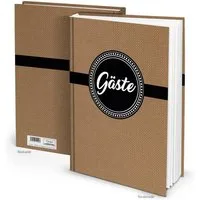 Logbuch-Verlag Dekofigur Gästebuch DIN A4 Hardcover braun schwarz weiß - leeres Buch für
