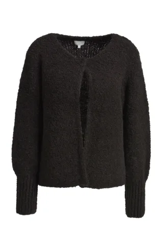 Milano Italy - cardigan w/ roundneck pressbutton closure 1/1 sleeve mocca - Gr. - M