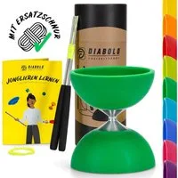 Diabolo Freizeitsport Diabolo Set Basic - inkl. Alu-Handstäben, Ersatzschnur, Anleitung, (1-tlg), Diabolo Set Basic grün Kinder ab 5 mit Stäben Anleitung Ersatzschnur
