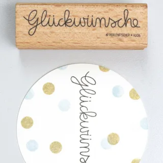 Perlenfischer Text-Stempel GLÜCKWÜNSCHE
