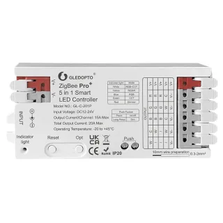 GLEDOPTO C-201P ZigBee3.0 Pro+ 5 in 1 LED Strip Controller 20A Max RGBCCT/RGBW/RGB/CCT/Dimmer Home Tuya Smart Life APP V