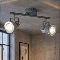 GLOBO LIGHTING Deckenleuchte, Leuchtmittel nicht inklusive, Deckenleuchte Deckenlampe Spotlampe verstellbar grau 2 flammig L 26 cm