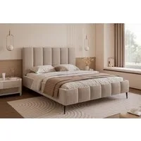 Goldstoff Polsterbett Elegantes Bett "REGALIS" mit hohem Kopfteil und praktischem Stauraum (120–200x200 cm, Kopfteilhöhe: 90/110 cm, Seitenhöhe: 25/40 cm), Modernes Schlafbett mit praktischem Stauraum und elegantem Kopfteil
