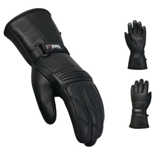 Thermohandschuhe für Herren, gepolstert, schwarzes Leder, wasserdicht, Winter- und Sommer-Bikerschutz