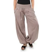 malito more than fashion Haremshose malito Damen Pumphose mit Holzzierknöpfen 23245H Pumphose Sommerhose locker und luftig Einheitsgröße