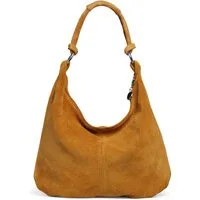 Caspar Schultertasche Wildleder Hobo Bag Damen Leder Shopper - PREMIUM LINE - Modell No.841, 100% italienisches Veloursleder, samtig weich, angenehmer Tragekomfort