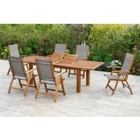 MERXX Garten-Essgruppe Acapulco, (7-tlg), 6 Stühle mit ausziehbarem Tisch