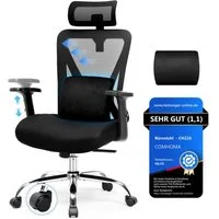GTPLAYER Bürostuhl Ergonomischer Schreibtischstuhl mit 3D Lendenwirbelstütze & Kopfstütze, verstellbare Armlehnen, Office Chair mit Wippfunktion