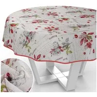 ANRO Tischdecke mit Blumen Botanik aus Stoff Tischwäsche mit Beschichtung Tischtuch (Einzelstück 1-tlg), auch als Gartentischdecke - mit Schutzschicht