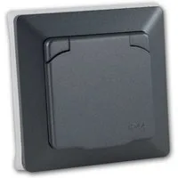 ChiliTec Unterputz-Steckdose MILOS Steckdose mit Deckel IP44 anthrazit mi Rahme