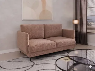 Sofa Designersofa HELMER 2-Sitzer Stoff Baloo Cappuccino