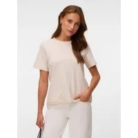 Vero Moda Kurzarmshirt VMSARA METTE LACE SS T-SHIRT JRS NOOS Baumwolle, regular fit