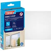 tesa Fliegengitter-Gewebe Klett Fliegengitter für Fenster - Insektenschutz, (Packung, 1-St., Fliegennetz, Klettband), Fliegen Netz - 100 cm x 100 cm