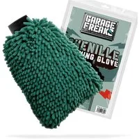 Garage Freaks Waschhandschuh Auto Waschhandschuh - CHENILLE WASHING GLOVE in Dunkelgrün, (1-St), aus Mikrofaser - Stretchband - Zotteln für saugstarke Reinigung