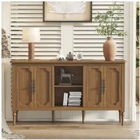 HOLTICO Sideboard Buffet Schrank mit 4 Türen und offenem Regal, Vintage Akzent Kommode (1 St), TV-Schrank, Küchenschrank, Kredenz, und Weinschrank