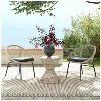 Outsunny Gartentisch Couchtisch mit UV-Schutz (Rattan Kaffeetisch, 1-St., Garten Couchtisch), Braun, Ø45 × 52 cm