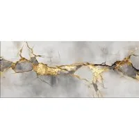 artissimo Glasbild XXL Bild aus Glas 125x50 cm / Panorama Wandbild groß / Wanddeko modern, Abstrakt Kunst: Beton-Struktur in grau gold
