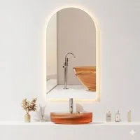 HOKO Badspiegel mit beleuchtung+Antibeschlag, Spiegel Gold / Schwarz mit Licht (50x90 / 60x100 cm, HOCH+QUER Montage. Badezimmerspiegel+Warmweiß-Kaltweiß-Neutral)