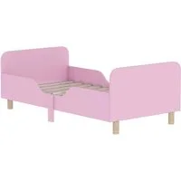 AIYAPLAY Kinderbett mit Rausfallschutz, Lattenrost, Kopf- und Fußteil (140 x 70 cm Jugendbett, 1-tlg., Einzelbett aus Holz), Holzbett für Mädchen und Jungen, Rosa