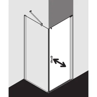 Kermi Pega Pendelt. 1-fl., bodenfr. mit Festfeldern PE1KR07520VAK 75x200cm, silber hochglanz, ESG klar, rechts, auf Duschwanne