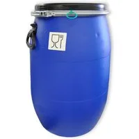 Plasteo Regentonne Mauser 60 L Weithalsfass mit Spannverschluss, Lebensmittelecht, 60 l, (2-tlg)