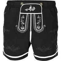Steigenhöfer Manufaktur Trachtenhose Badehose Herren - Xaver - Lederhosen Look - Trachten Badehose Bequem mit Netzinnenhose - Umklappbarer Latz - Badeshorts mit Taschen