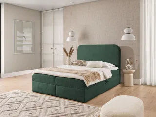 Boxspringbett Schlafzimmerbett BINETA PREMIUM 160x220cm Stoff Coral Meeresgrün