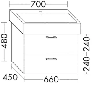 Burgbad Waschtischunterschrank Sys30 PG4 Sana 480x660x450 Eiche Schwarz, WVZS066F3449 WVZS066F3449