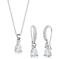 Elli Schmuckset Ohrhänger Anhänger mit Zirkonia Tropfen aus 925 Sterling Silber