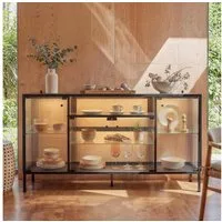 FUFU&GAGA Sideboard 140-160cm Glasvitrine Vitrinenschrank, mit Beleuchtung 3 Farbe