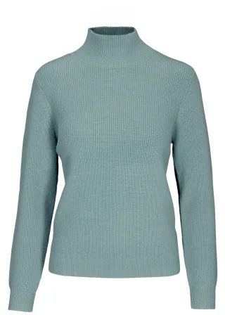 CLARINA - Stehbund-Pullover, 1/1 Arm,uni ozean gruen - Gr. - 40