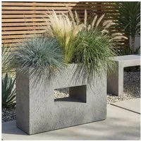 Pflanzwerk® Hochbeet Pflanzkübel VISTA - (Lava Grau) - 52cm x 75cm x 27cm, Fiberglas - Handgefertigt - Rechteckig - Frostbeständig