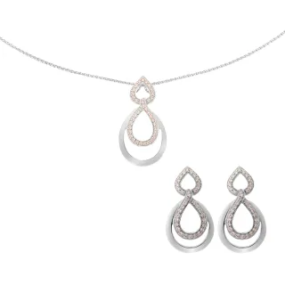 Orphelia 'Amber' Damen 925 Sterling Silber Set: Kettenanhänger + Ohrringe - Silber SET-7092