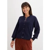 bonprix Strickjacke Oversize Passform, mit Rippbündchen, aus Baumwolle, mit Knopfleiste