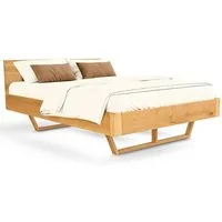 holz4home® Bettgestell Massivholzbett Eiche I Holzbett Massiv Eichenholz Metall-/ Holzbeine, Massivholz