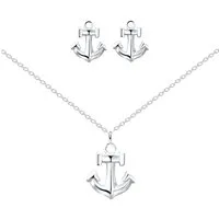 ALEXANDER YORK Schmuckset Anker, 4-tlg. (Kette mit Anhänger, Ohrstecker), 925 Sterling Silber