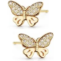 Goldene Hufeisen Paar Ohrstecker Schmetterling Ohrringe 18k Gelbgold vergoldet Echtsilber Ohrstecker, 925 Sterling Silber Goldschmuck für Damen