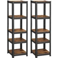 SONGMICS Standregal 5 Ablagen, verstellbar, 37 x 37 x 150 cm, bis 400 kg belastbar, 2-tlg., 2er Set, Bücherregal, Lagerregal, für Küche, Wohnzimmer