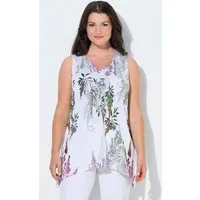 Ulla Popken Longtop Slinkyshirt Zipfelsaum A-Linie V-Ausschnitt